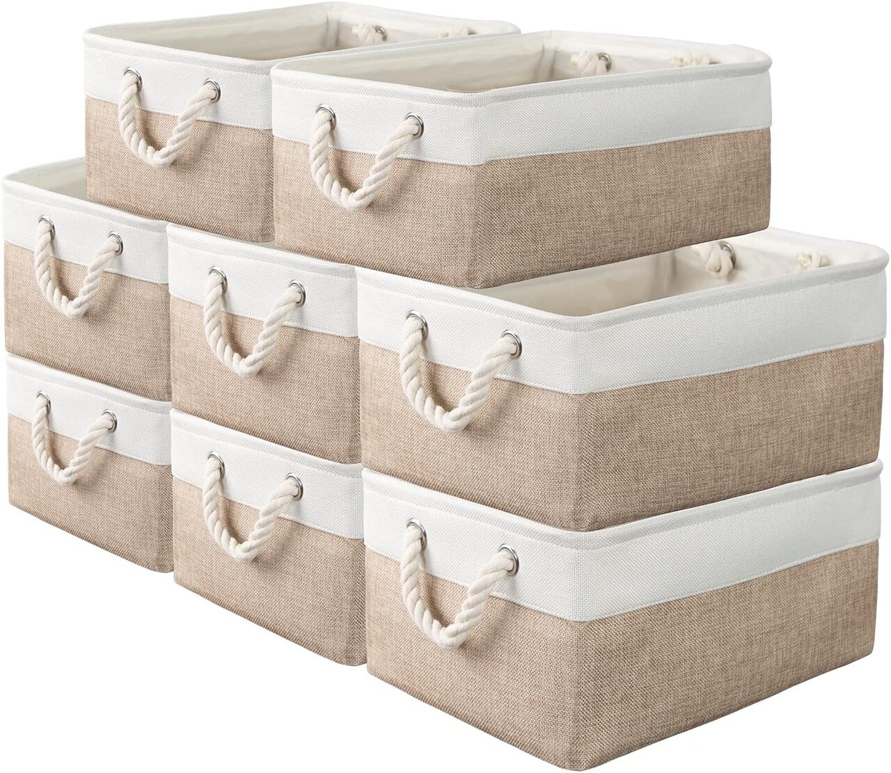 8 Pack Storage Basket Bins - Decorative Baskets Bulk Storage Box Cubes Containers with Handles